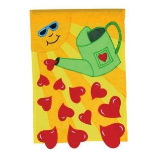 Watering Hearts Applique Spring Decorative Large House Flag by Toland