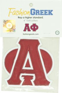 Alpha Phi 4 inch Twill Letters, Iron on at home Lifetime Guarantee