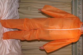 NEW 10 TYVEK DISPOSABLE SAFETY ORANGE COVERALL SUIT BREATHABLE USA