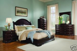 5pcs TRADTIONAL QUEEN KING SLEIGH LOW PROFILE BEDROOM SET FURNITURE