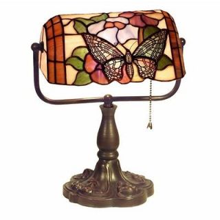 Beautiful Butterfly Tiffany Style Banker Desk Lamp