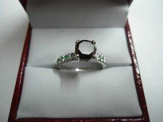 03 ct AAA GRADE BLACK DIAMOND SOLITAIRE RING IN 925 SILVER~Perfect