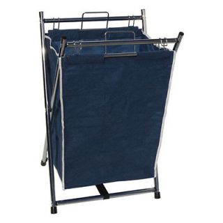 Collapsible Durable Canvas and Chrome Clothes Hamper Laundry Basket