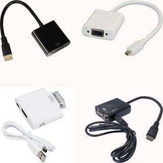 Mini/Micro HDMI to VGA Adapter Cable Converter OR HDMI+Mini 5Pin USB