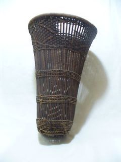 Antique Victorian or older Japanese bamboo Flower Woven braided Basket
