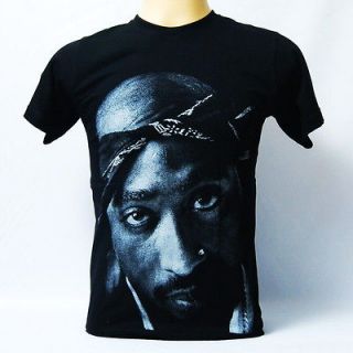 FREE SHIP Tupac hip hop rapper Black crew neck Cotton t shirt size S M