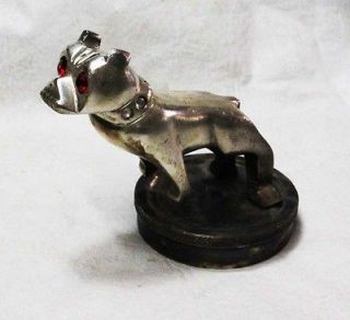 Rare old silver plated with stones and light bull dog car mascot