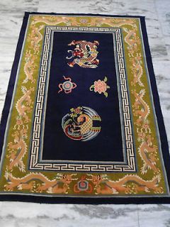 Tibet wool Rug Carpets Chinese Dragon C 1930 8.5x5.10 blue phoenix