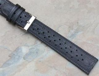 Black rubber vintage dive watch band 18mm Tropic strap type perforated