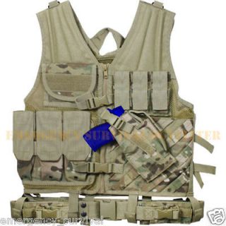 MULTICAM Tactical Cross Draw Vest with Holster, Pistol Belt