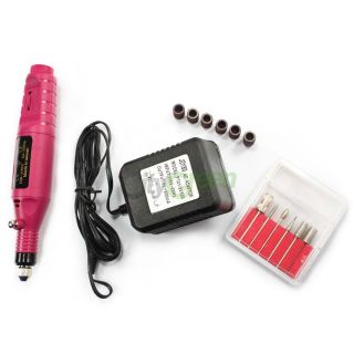 Nail Drill Art File Manicure Electric Pen Shape 6 Bits Rose Red #11