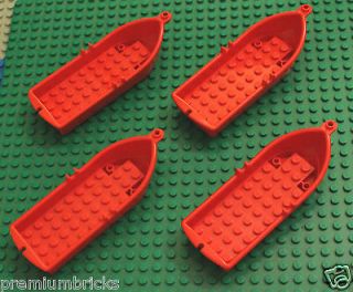 LOT 4 RED ROWBOAT Row Paddle Boat Ship Minifig Minifigure Oar Sail