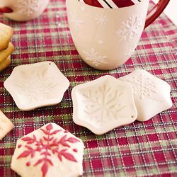 Longaberger pottery FALLING SNOW COOKIE MOLDS SET of 3~ Brand NEW
