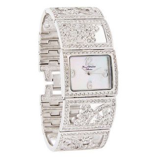 Marcel Drucker Ladies Wide Crystal Filigree Bracelet Quartz Watch Nib