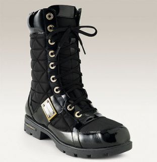DOLCE GABBANA D&G ICONIC QUILTED COMBAT GOLD LOGO LACE UP BOOTS EU 37