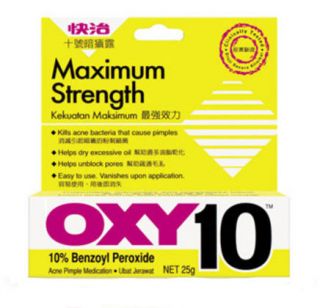 OXY 10   Acne Pimple Medication 10% Benzoyl Peroxide   25g   Maximum