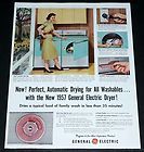 OLD MAGAZINE PRINT AD, NEW 1957 GE AUTOMATIC WASHER & DRYER, TURQUOIS