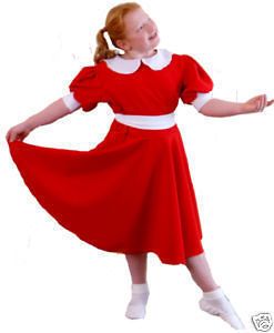 LONG ORPHAN ANNIE RED DRESS fancy Dress outfit ALL AGES