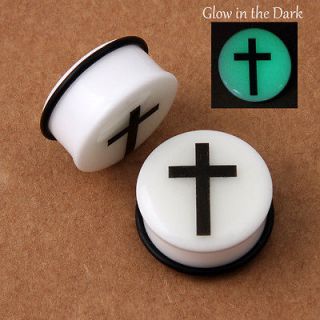 dark Jesus Christ Cross Acrylic single flare o ring ear plugs gauges
