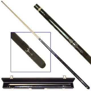 Ounce Hard Wood 2 Piece Blue Sword Pool Cue with Brass Joints & Case