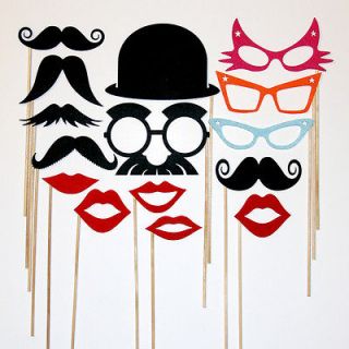 Wedding Photo Booth Props Mustache Lips Hat On A Stick Photobooth
