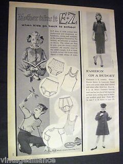 Vintage illustration boy & girl in E Z Underwear & Sleepwear 1950s