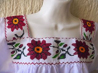 GUANENGO HUIPIL HAND EMBROIDERED MEXICO DRESS BLOUSE HIPPIE MICHOACAN