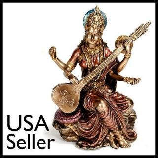 SARASWATI STATUE Bronze Hindu Goddess God Deity HIGH QUALITY India