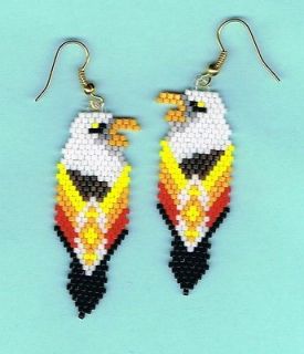 Beaded Bald Eagle in feather sunshine and black colors dangling