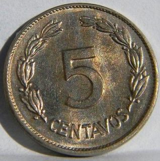 ECUADOR 1946 copper nickel 5 Centavos (Cinco) 1 year type; shiny BU