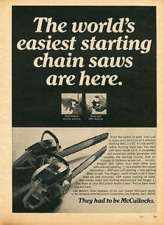 1966 McCulloch MAC 3 10E Electric Start Chain Saw Ad