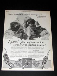 1929 PREMIER SPIC SPAN VACUUM CLEANER PRINT AD