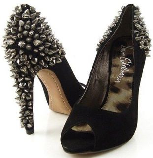 SAM EDELMAN LORISSA Black Suede Jeweled Womens Designer Shoes Platform