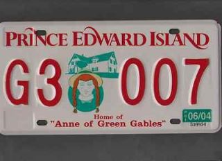 2004 PRINCE EDWARD ISLAND CANADA LICENSE PLATE G3 007 JAMES BOND