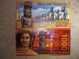 EASTER ISLAND 1000 RONGO 2011 COMMEMORATIVE UNCIRCULATED NOTE