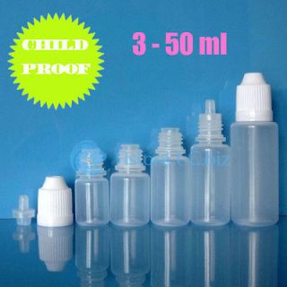 100 Pcs 3 50ml Plastic Dropper Squeezable Bottles E Liquid Child Proof