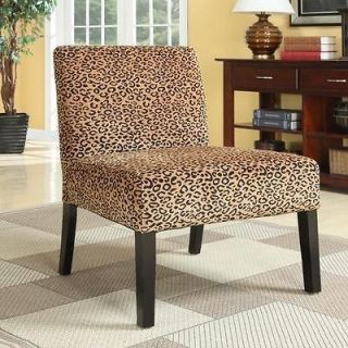 Dark Wood Leopard Print Accent Chair