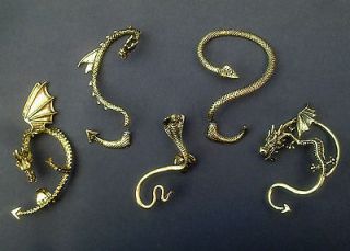 Gothic DRAGONS LURES & SNAKES Alchemy Punk EAR CUFFS EMO WRAP EARRINGS