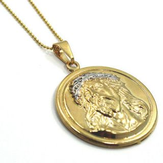 Gold Filled 18k Jesus Christ Medal & Chain Pendant Necklace Religious