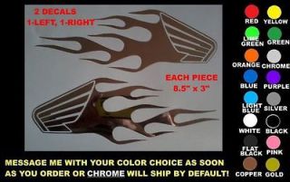 FLAMING HONDA WING DECALS, SET OF 2, ANY COLOR, chrome goldwing shadow