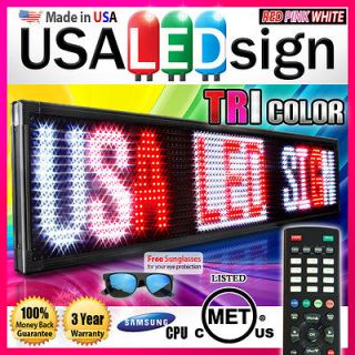 RED WHITE PINK LED SIGN 30x12 15MM OUTDOOR PROGRAMMABLE SCROLLING
