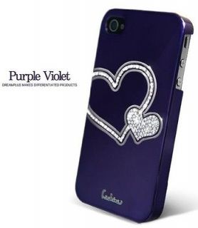 Purple Love Swarovski Diamond Crystal Hard Case Cover For iphone 4 4s