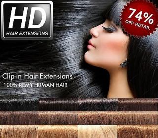 HD Clip in Remy Human Hair Extensions Full Head