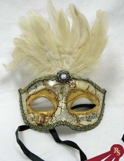 WHITE/GOLD FEATHERED MASK   Fancy Masks   MASQUERADE