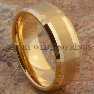 Tungsten Mens Ring Infinity 14K Gold Wedding Band Love Bridal Jewelry