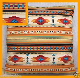 Native American Indian Aztec Blanket Gold cotton fabric cushion cover