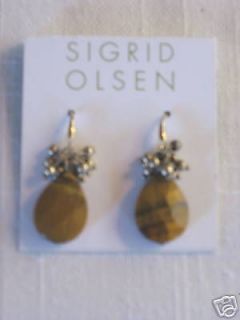 Sigrid Olsen Gold Brown Semi Precious Charm Earrings