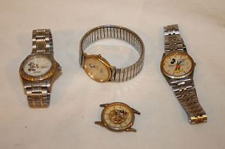 Lot of 4 Vintage Walt Disney Mickey Mouse Wrist Watches For Parts