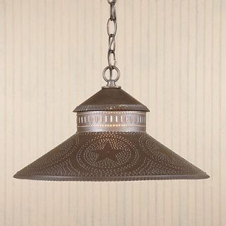 Shade Light with Punched Tin Star Pattern Early Americana Lighting
