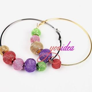 Freeshipping 100 Mesh Metal Wire Rondelle Ball Beads Fit Earring Hoop